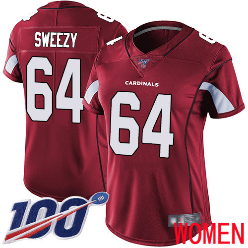 Arizona Cardinals Limited Red Women J.R. Sweezy Home Jersey NFL Football 64 100th Season Vapor Untouchable